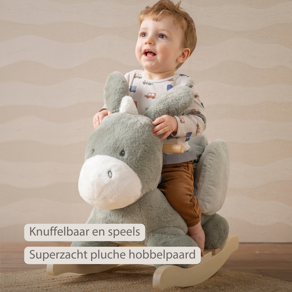 LouLou Rocking Horse Donkey - Rocking Animal in Soft Fabric - Dark Green [NL]
