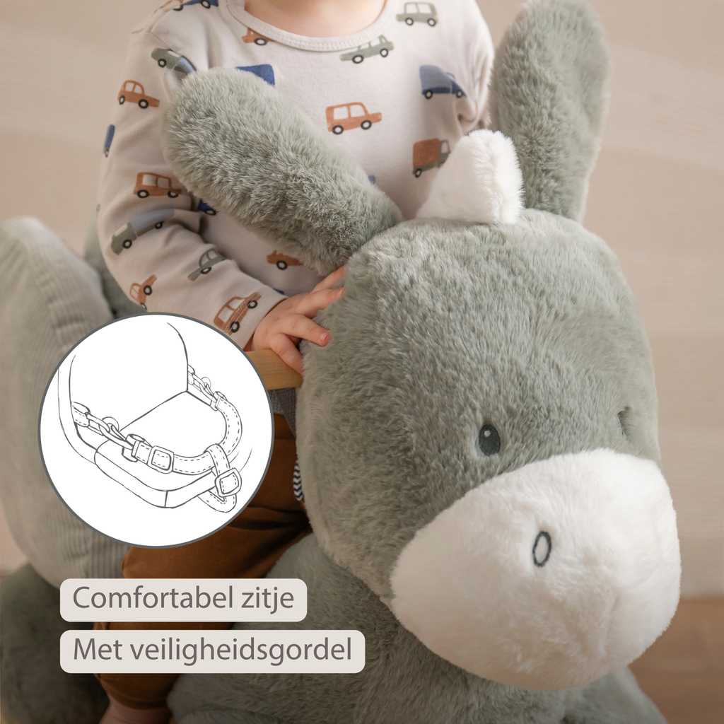 LouLou Rocking Horse Donkey - Rocking Animal in Soft Fabric - Dark Green [NL]