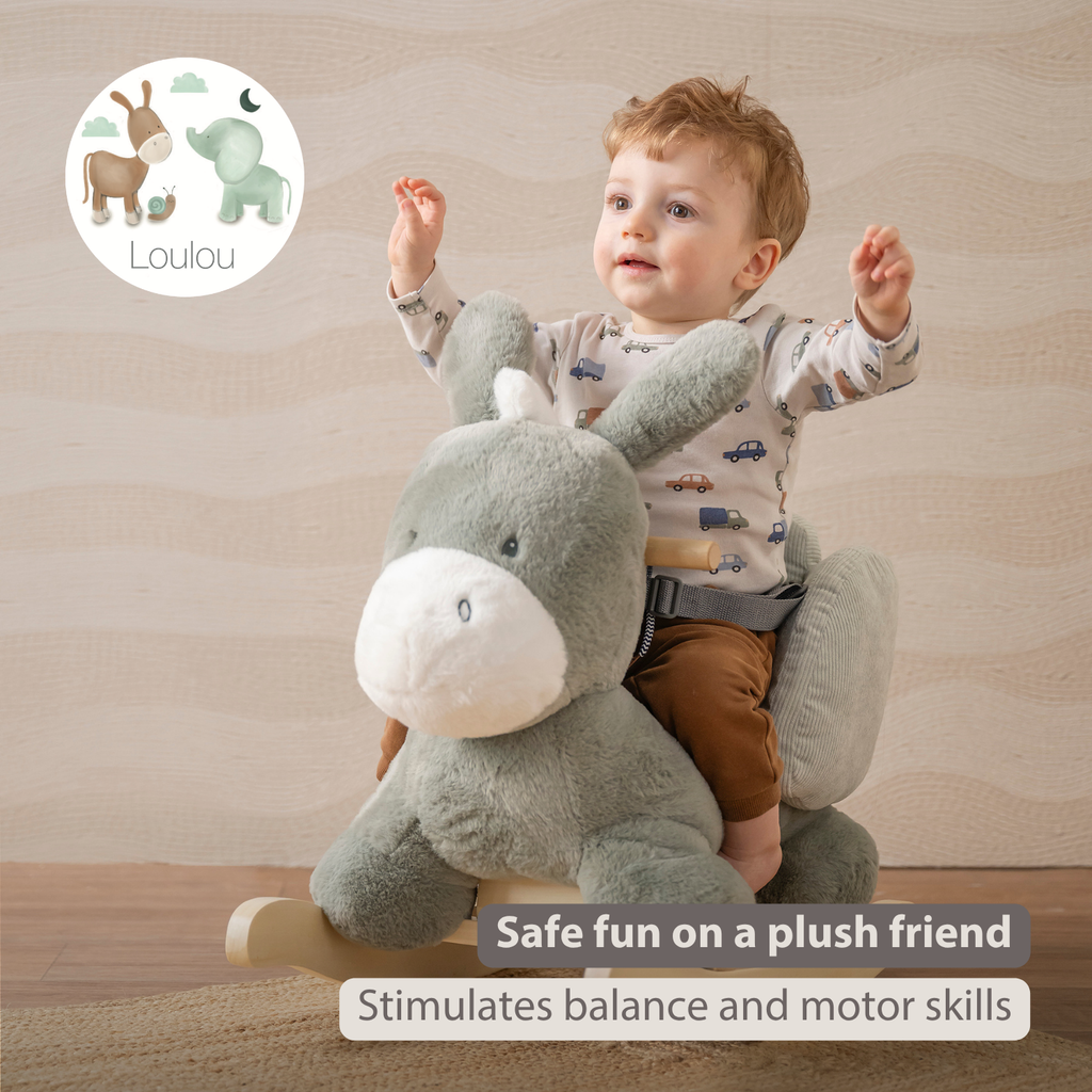 LouLou Rocking Horse Donkey - Rocking Animal in Soft Fabric - Dark Green [EN]