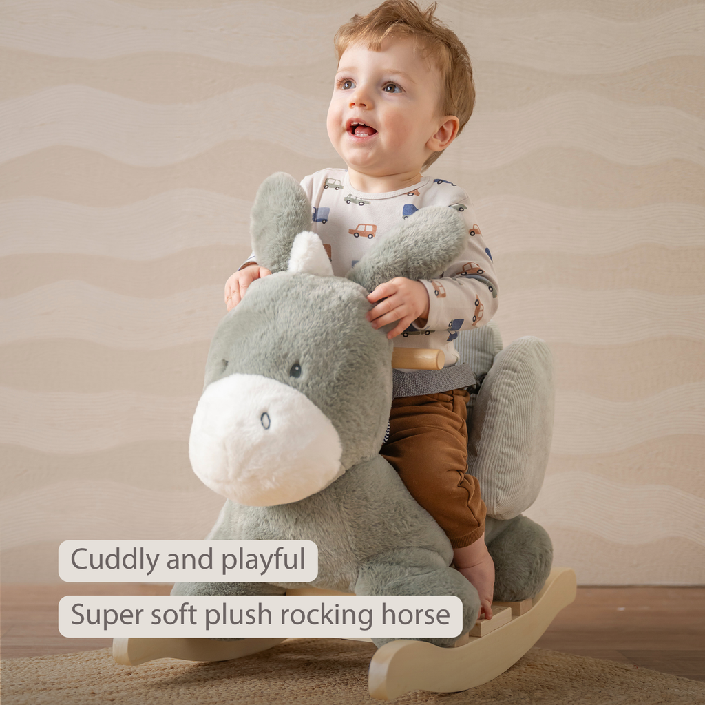 LouLou Rocking Horse Donkey - Rocking Animal in Soft Fabric - Dark Green [EN]