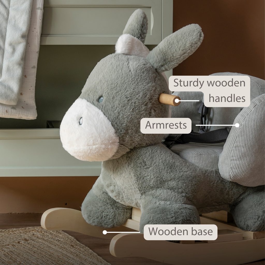 LouLou Rocking Horse Donkey - Rocking Animal in Soft Fabric - Dark Green [EN]
