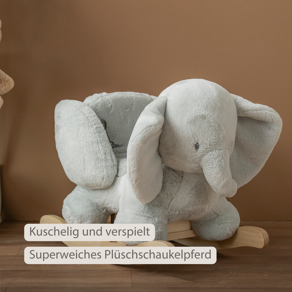 LouLou Rocking Horse Elephant - Rocking Animal in Soft Fabric - Linden Green [DE]
