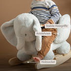 LouLou Rocking Horse Elephant - Rocking Animal in Soft Fabric - Linden Green [DE]