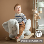 LouLou Rocking Horse Elephant - Rocking Animal in Soft Fabric - Linden Green [DE]