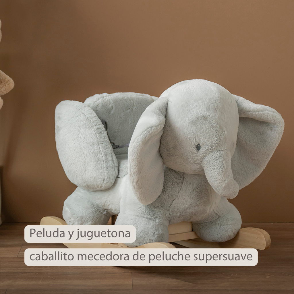 LouLou Rocking Horse Elephant - Rocking Animal in Soft Fabric - Linden Green [ES]