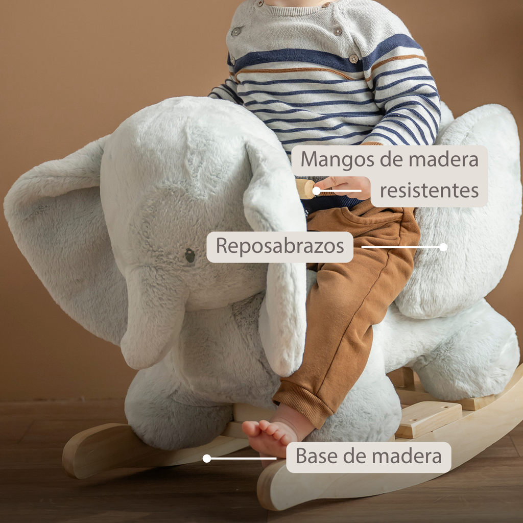 LouLou Rocking Horse Elephant - Rocking Animal in Soft Fabric - Linden Green [ES]