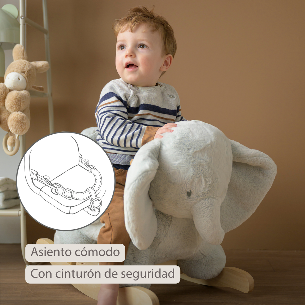 LouLou Rocking Horse Elephant - Rocking Animal in Soft Fabric - Linden Green [ES]