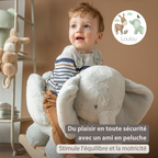 LouLou Rocking Horse Elephant - Rocking Animal in Soft Fabric - Linden Green [FR]