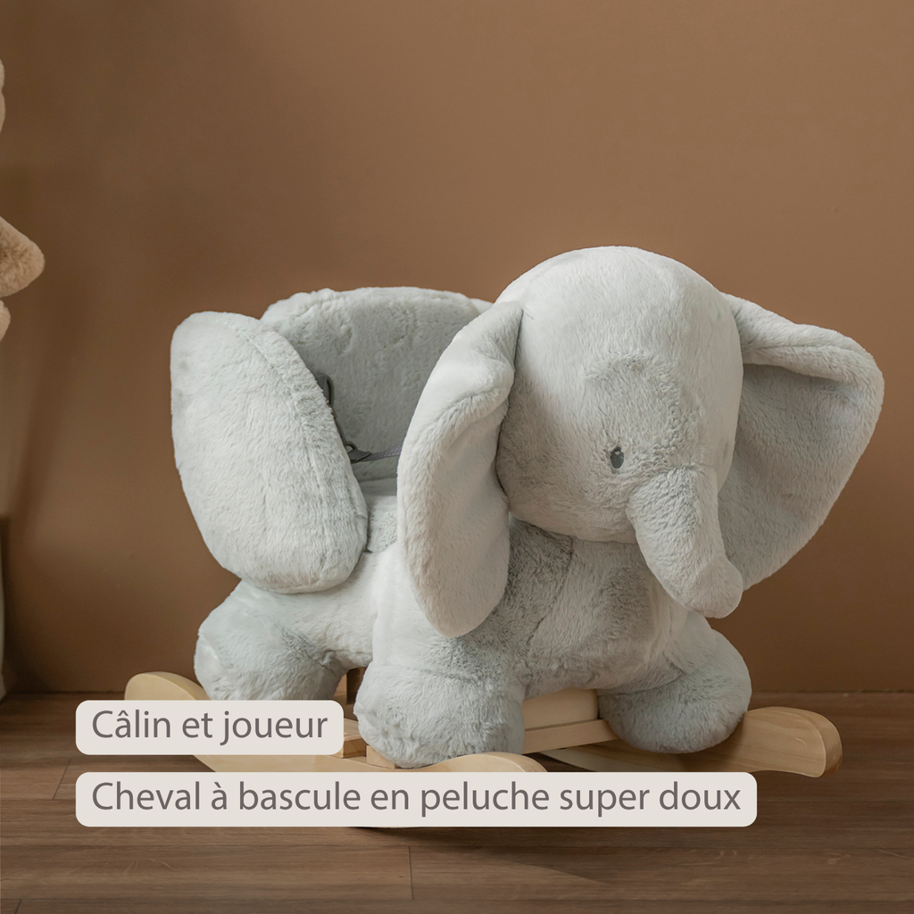 LouLou Rocking Horse Elephant - Rocking Animal in Soft Fabric - Linden Green [FR]
