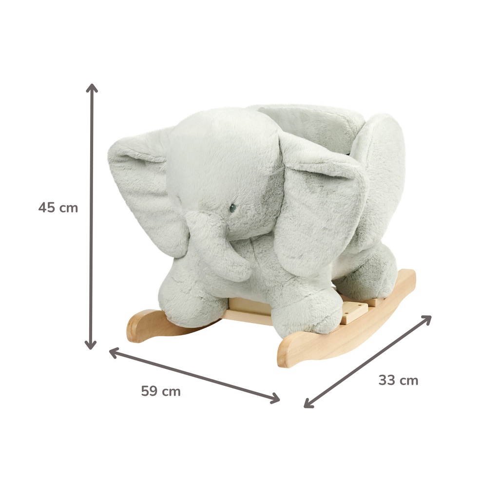 LouLou Rocking Horse Elephant - Rocking Animal in Soft Fabric - Linden Green [FR]