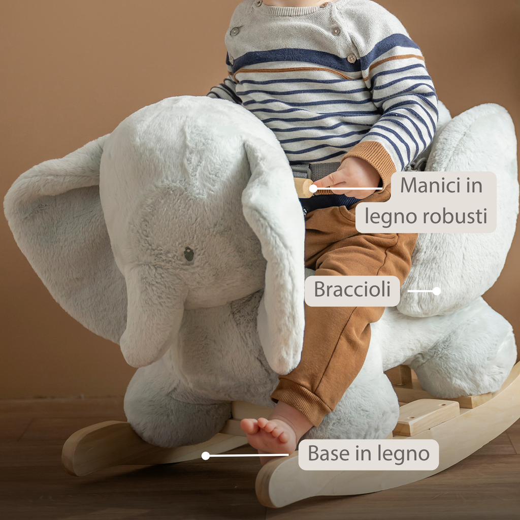LouLou Rocking Horse Elephant - Rocking Animal in Soft Fabric - Linden Green [IT]