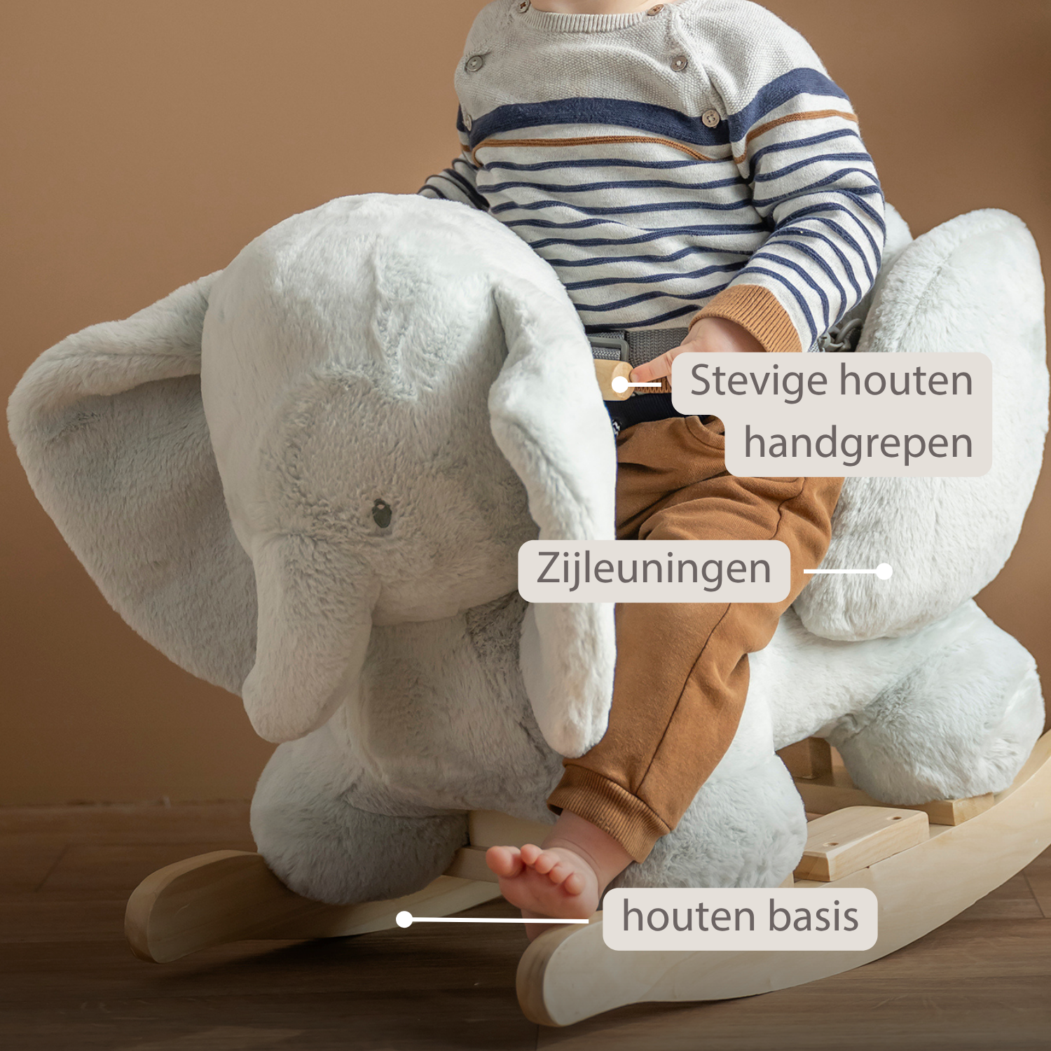 LouLou Rocking Horse Elephant - Rocking Animal in Soft Fabric - Linden Green [NL]