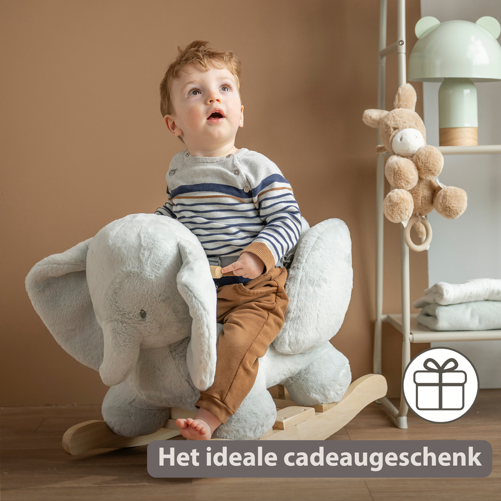 LouLou Rocking Horse Elephant - Rocking Animal in Soft Fabric - Linden Green [NL]