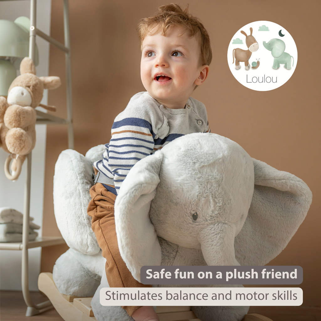LouLou Rocking Horse Elephant - Rocking Animal in Soft Fabric - Linden Green [EN]