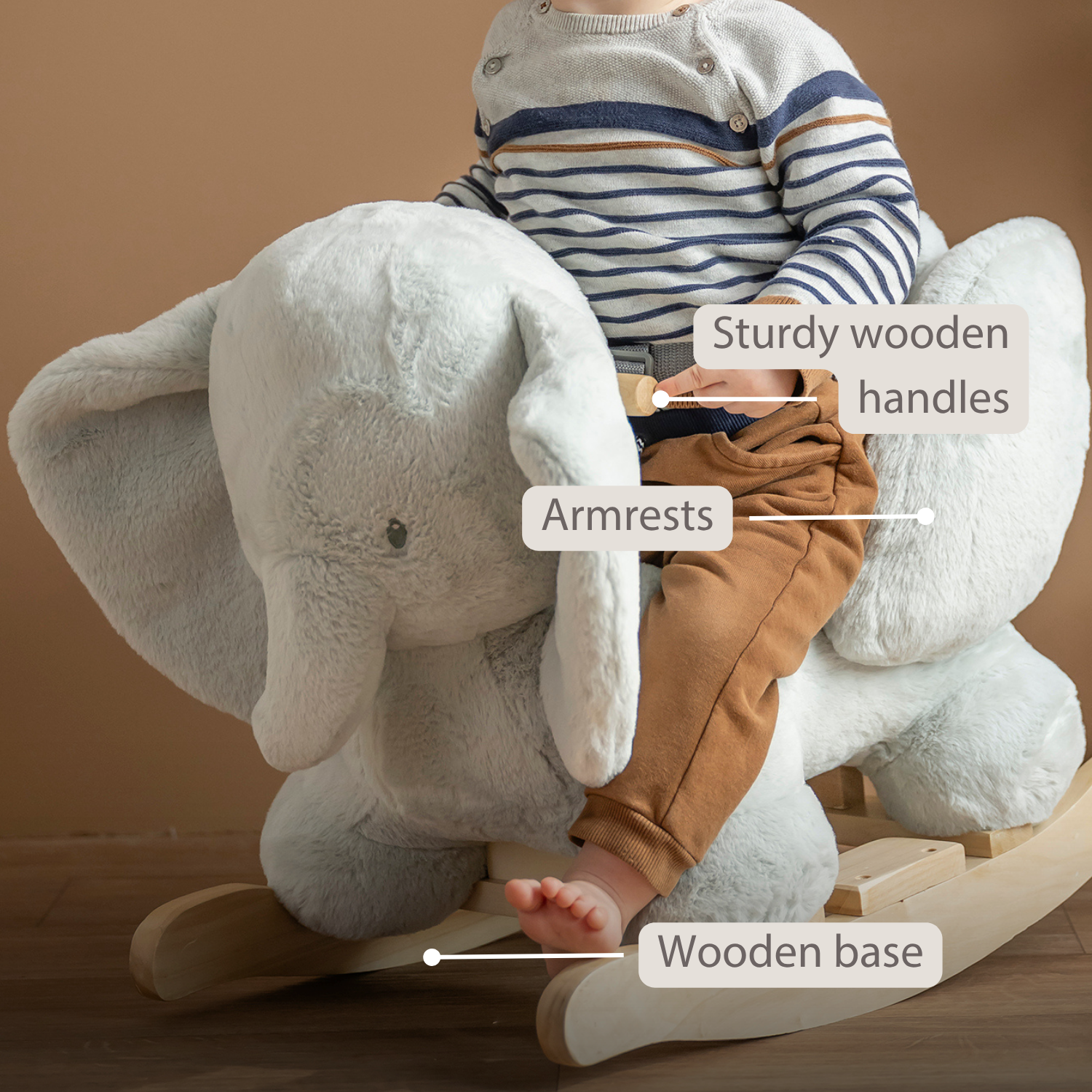 LouLou Rocking Horse Elephant - Rocking Animal in Soft Fabric - Linden Green [EN]