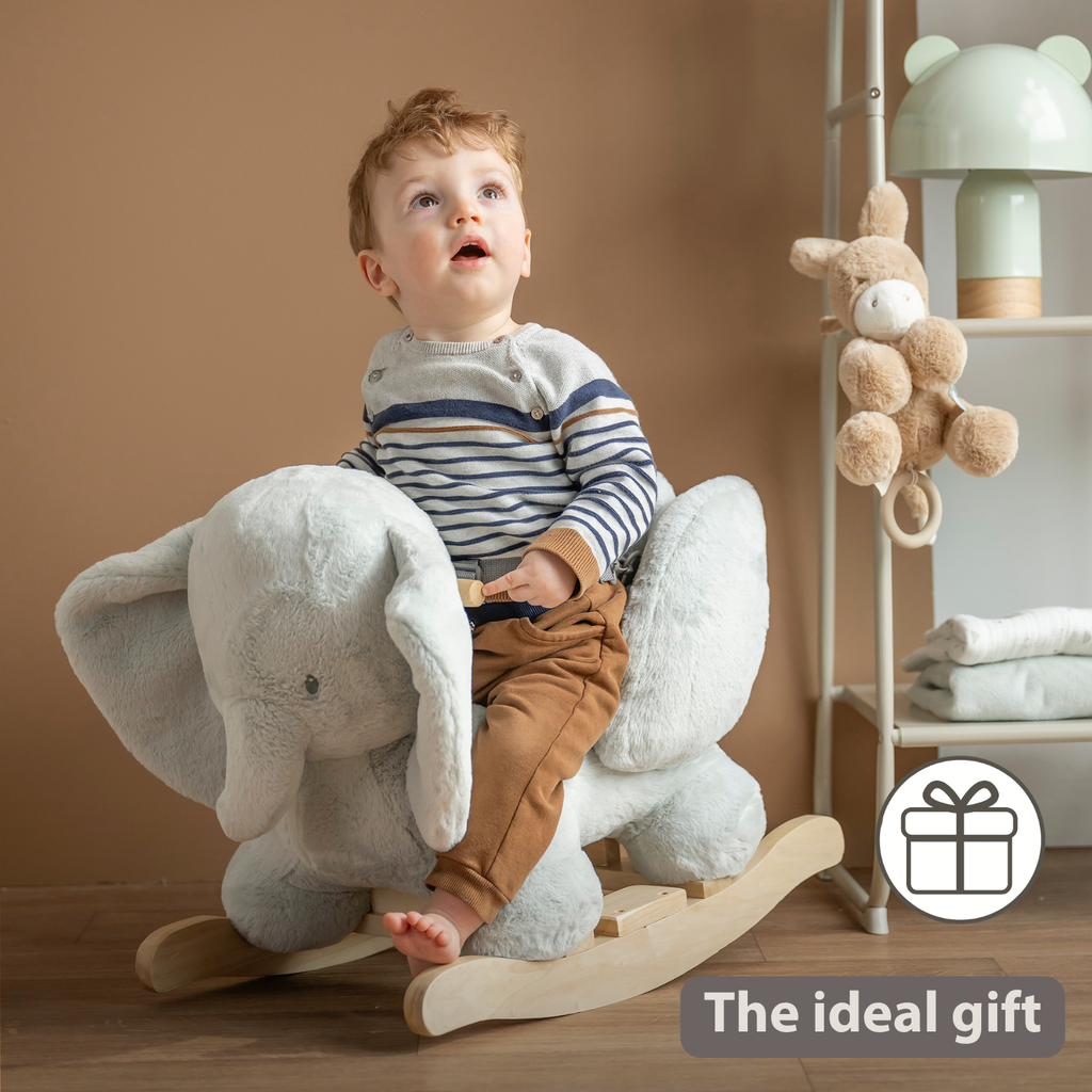 LouLou Rocking Horse Elephant - Rocking Animal in Soft Fabric - Linden Green [EN]