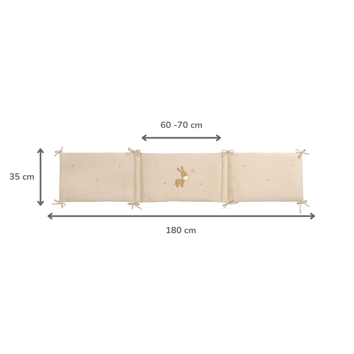 LouLou Bed Bumper Soft Velour - Soft Baby Cot Protection - 180 cm - Sand [DE]