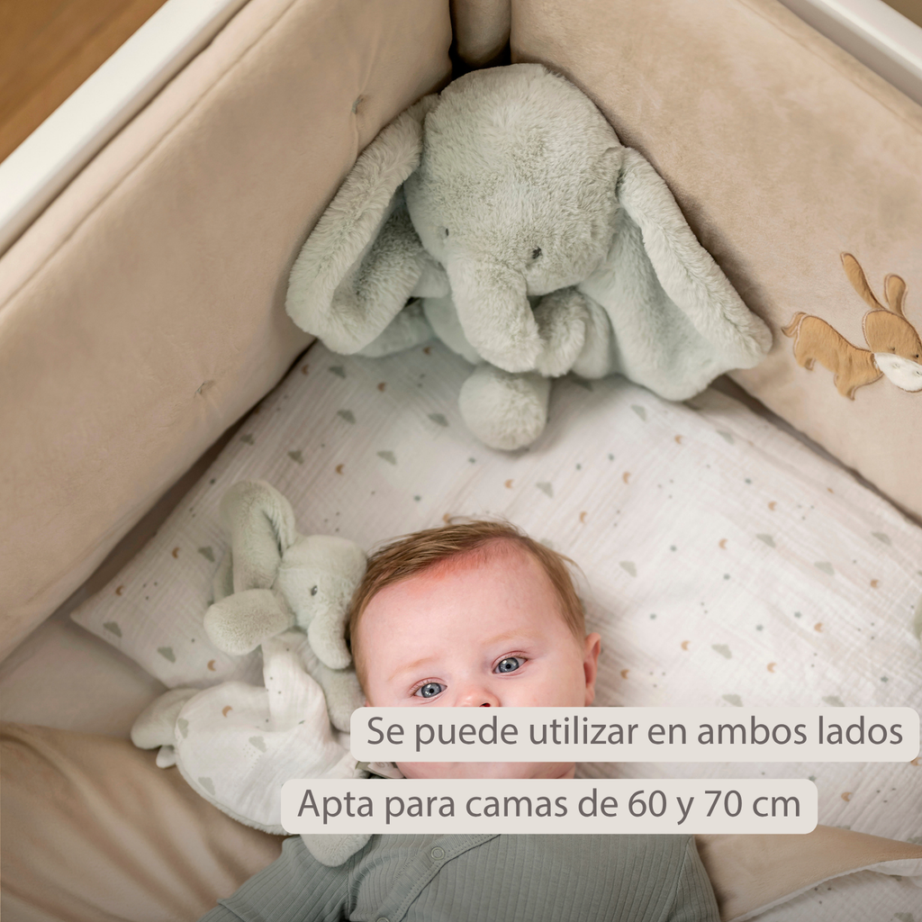 LouLou Bed Bumper Soft Velour - Soft Baby Cot Protection - 180 cm - Sand [ES]