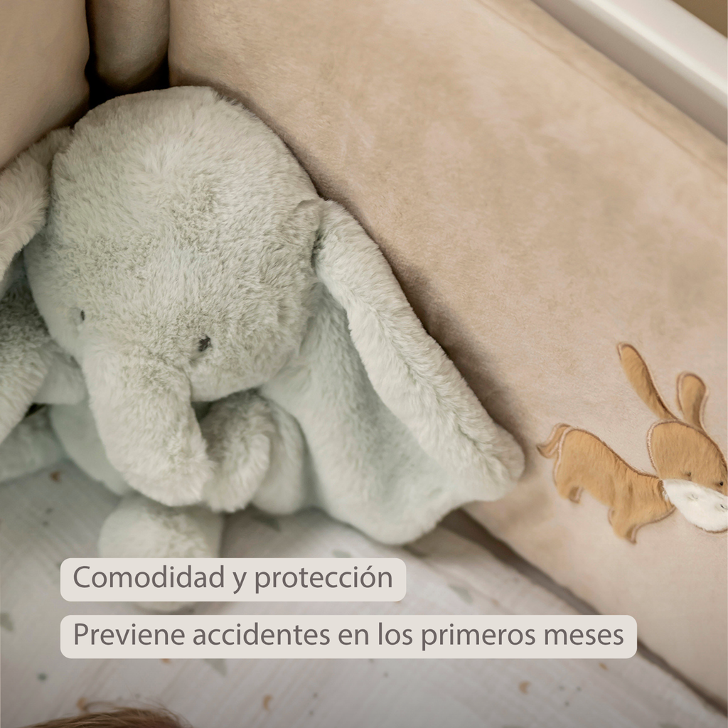 LouLou Bed Bumper Soft Velour - Soft Baby Cot Protection - 180 cm - Sand [ES]