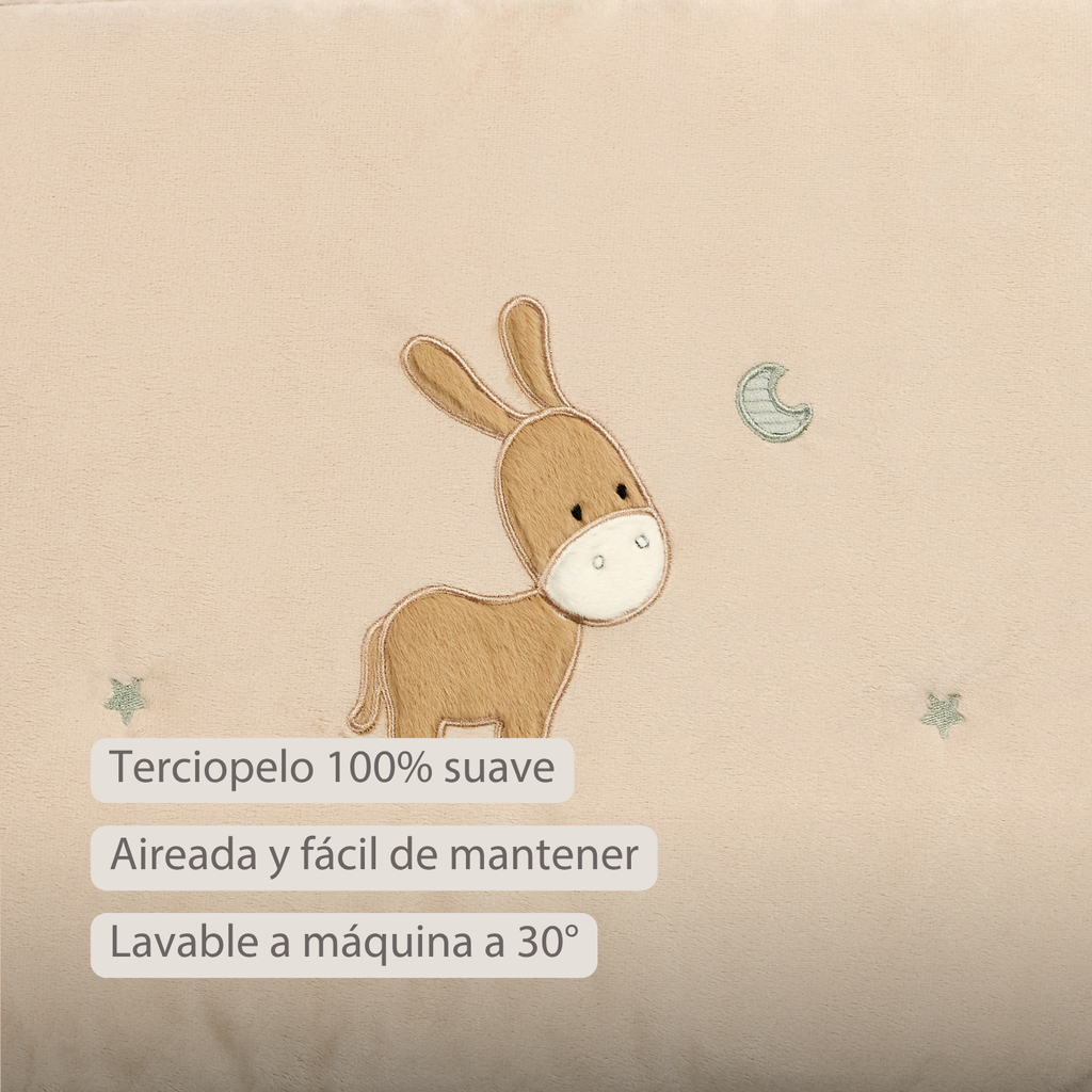 LouLou Bed Bumper Soft Velour - Soft Baby Cot Protection - 180 cm - Sand [ES]