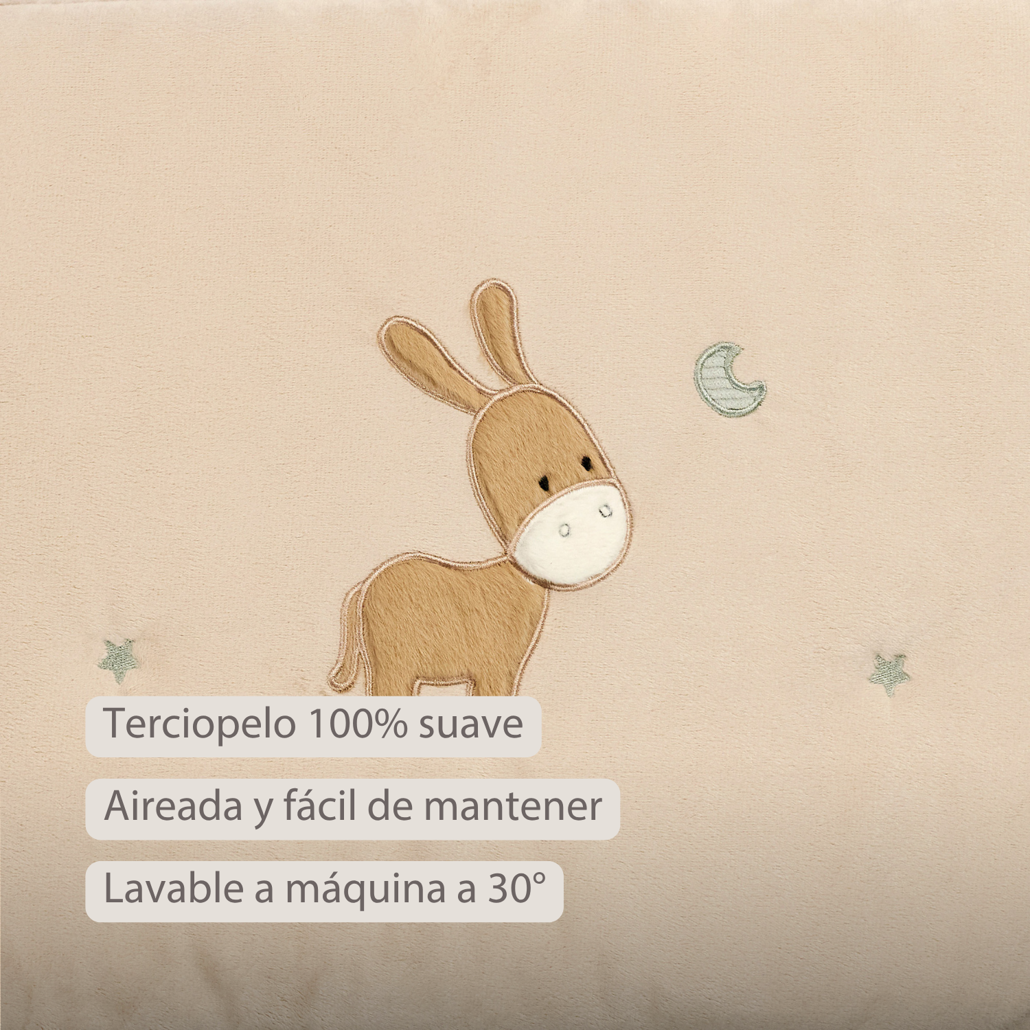 LouLou Bed Bumper Soft Velour - Soft Baby Cot Protection - 180 cm - Sand [ES]