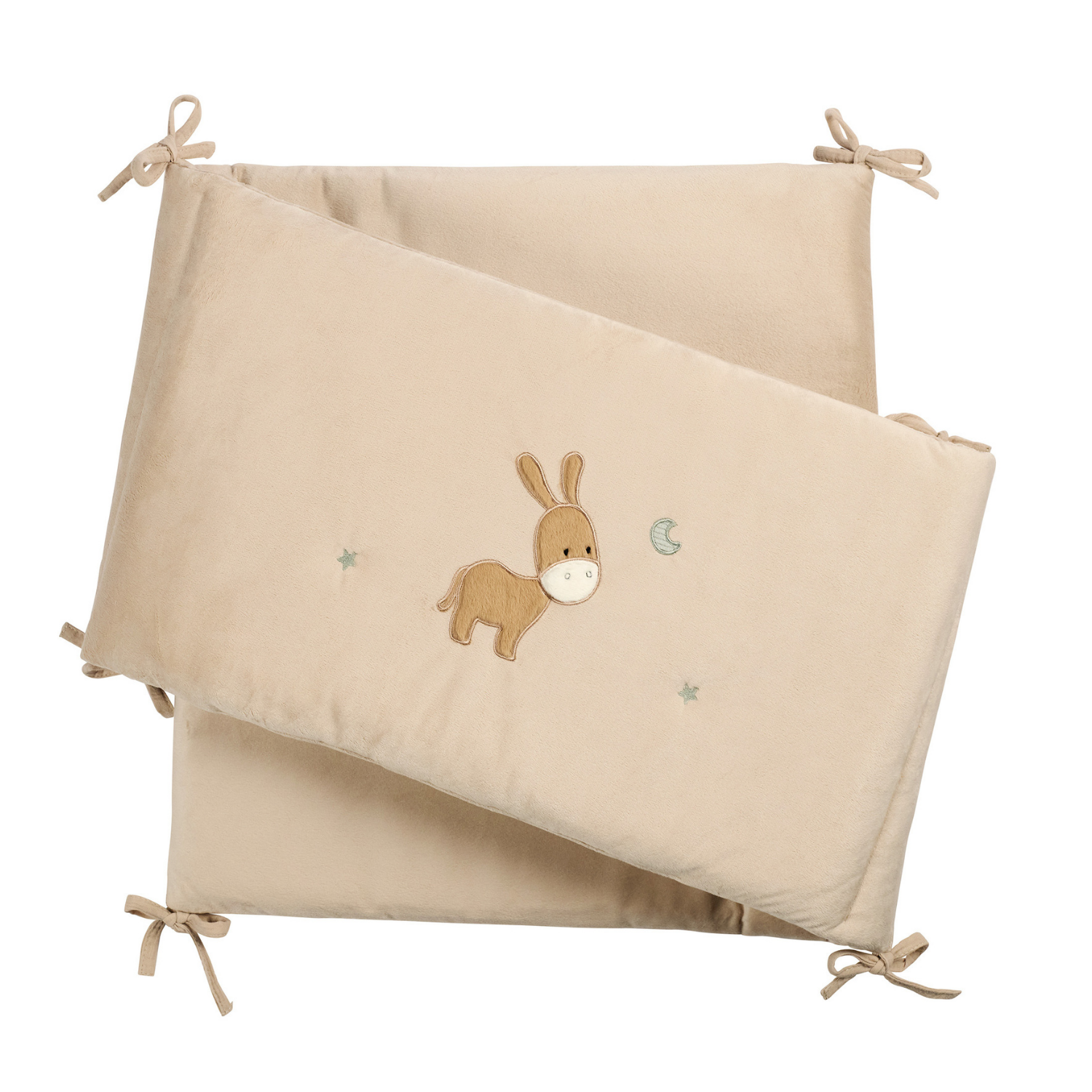 LouLou Bed Bumper Soft Velour - Soft Baby Cot Protection - 180 cm - Sand [FR]