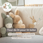 LouLou Bed Bumper Soft Velour - Soft Baby Cot Protection - 180 cm - Sand [FR]