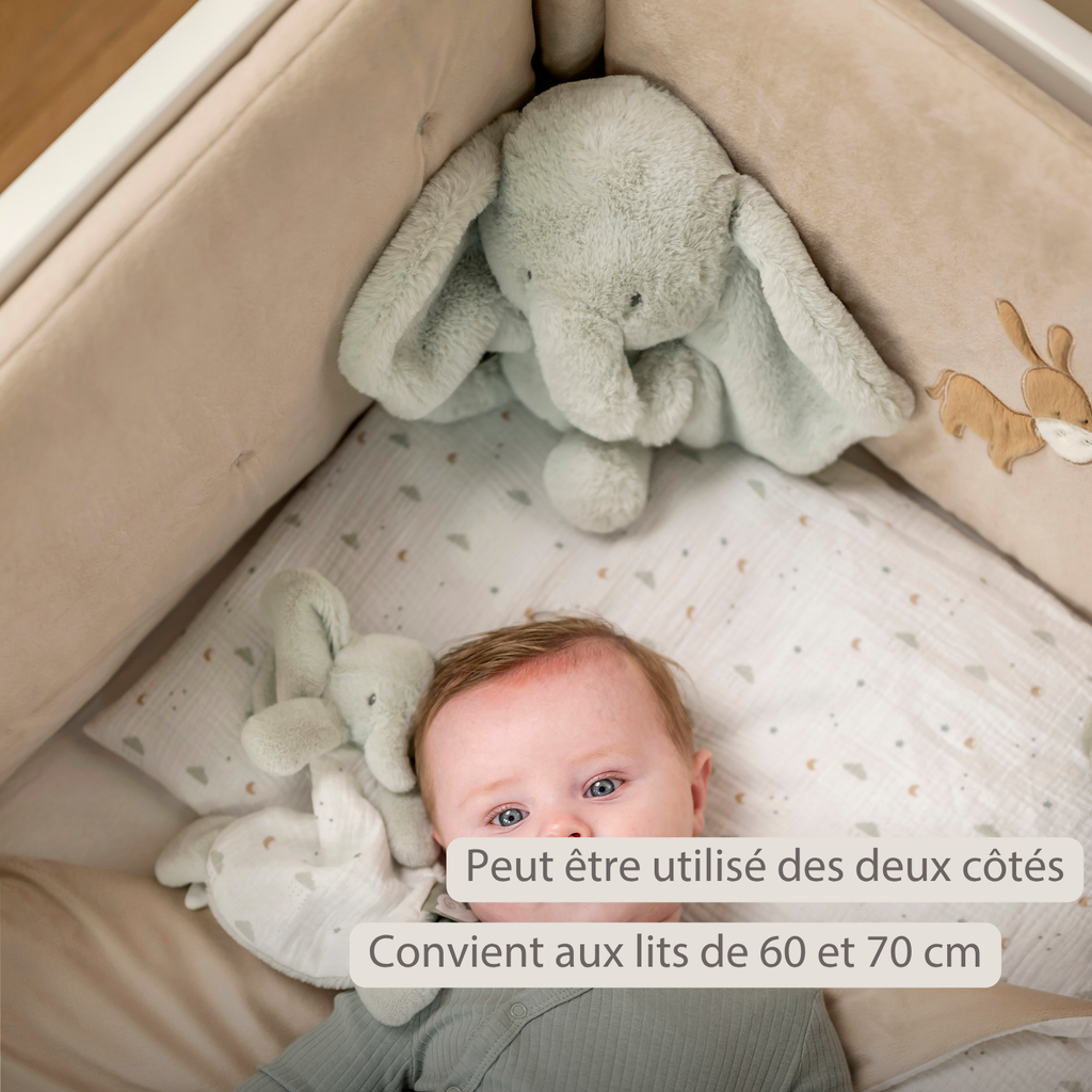 LouLou Bed Bumper Soft Velour - Soft Baby Cot Protection - 180 cm - Sand [FR]
