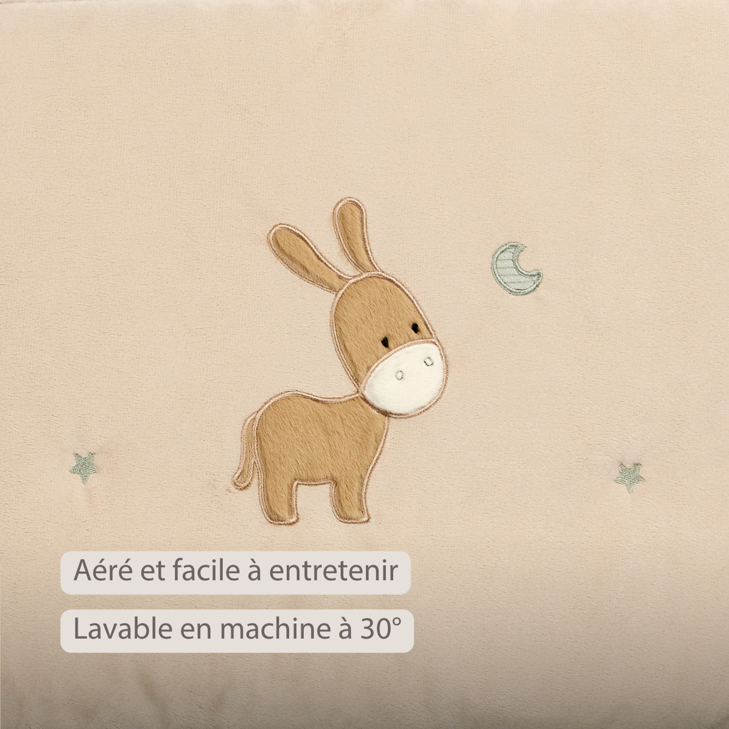 LouLou Bed Bumper Soft Velour - Soft Baby Cot Protection - 180 cm - Sand [FR]