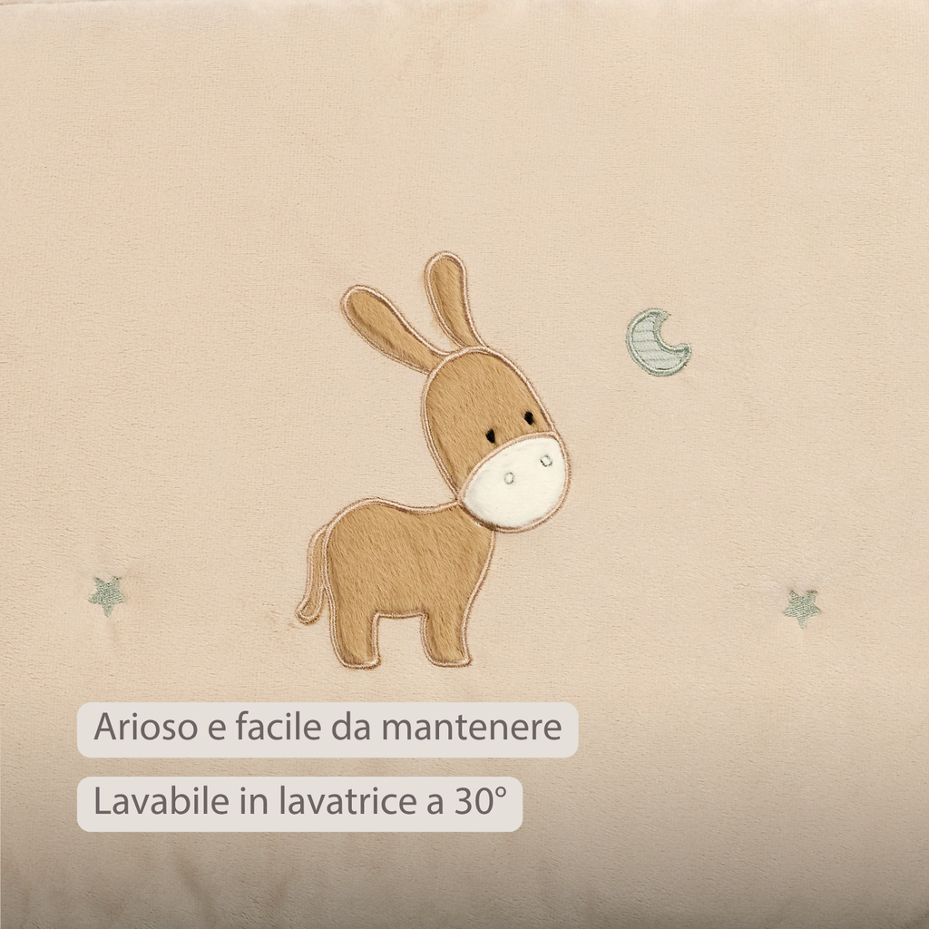 LouLou Bed Bumper Soft Velour - Soft Baby Cot Protection - 180 cm - Sand [IT]