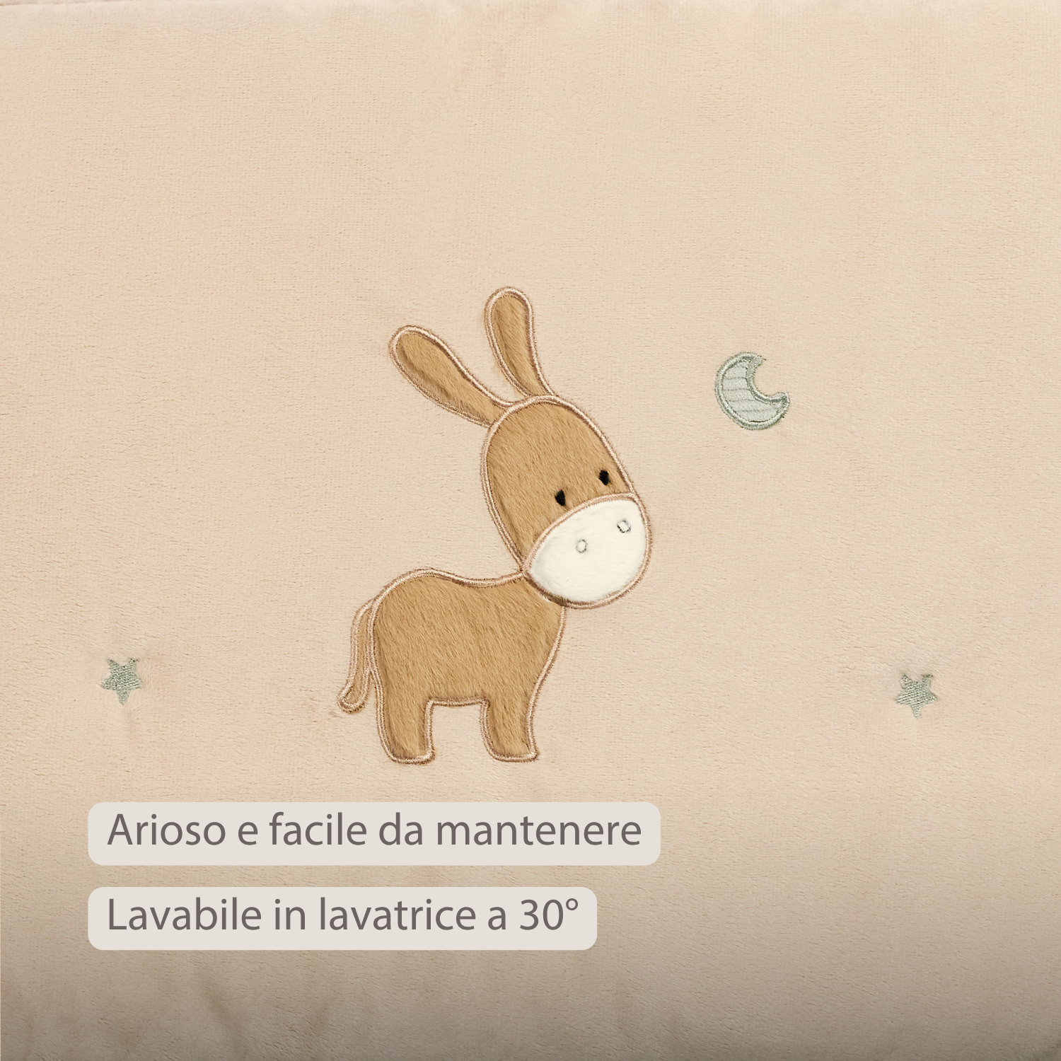 LouLou Bed Bumper Soft Velour - Soft Baby Cot Protection - 180 cm - Sand [IT]