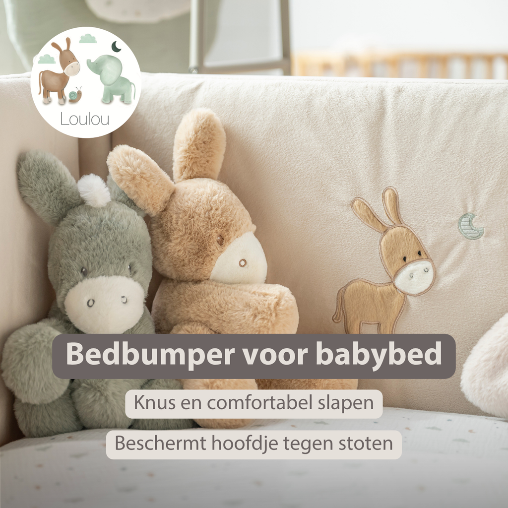 LouLou Bed Bumper Soft Velour - Soft Baby Cot Protection - 180 cm - Sand [NL]