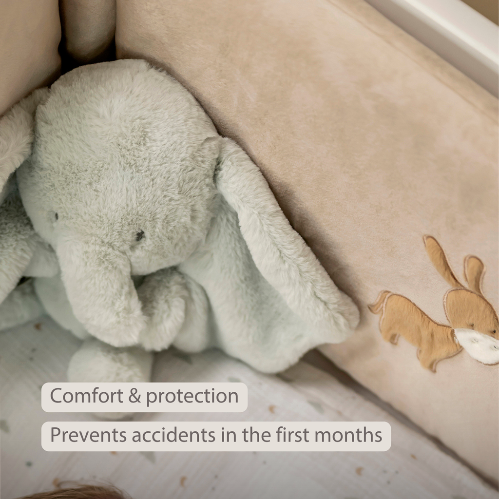 LouLou Bed Bumper Soft Velour - Soft Baby Cot Protection - 180 cm - Sand [EN]