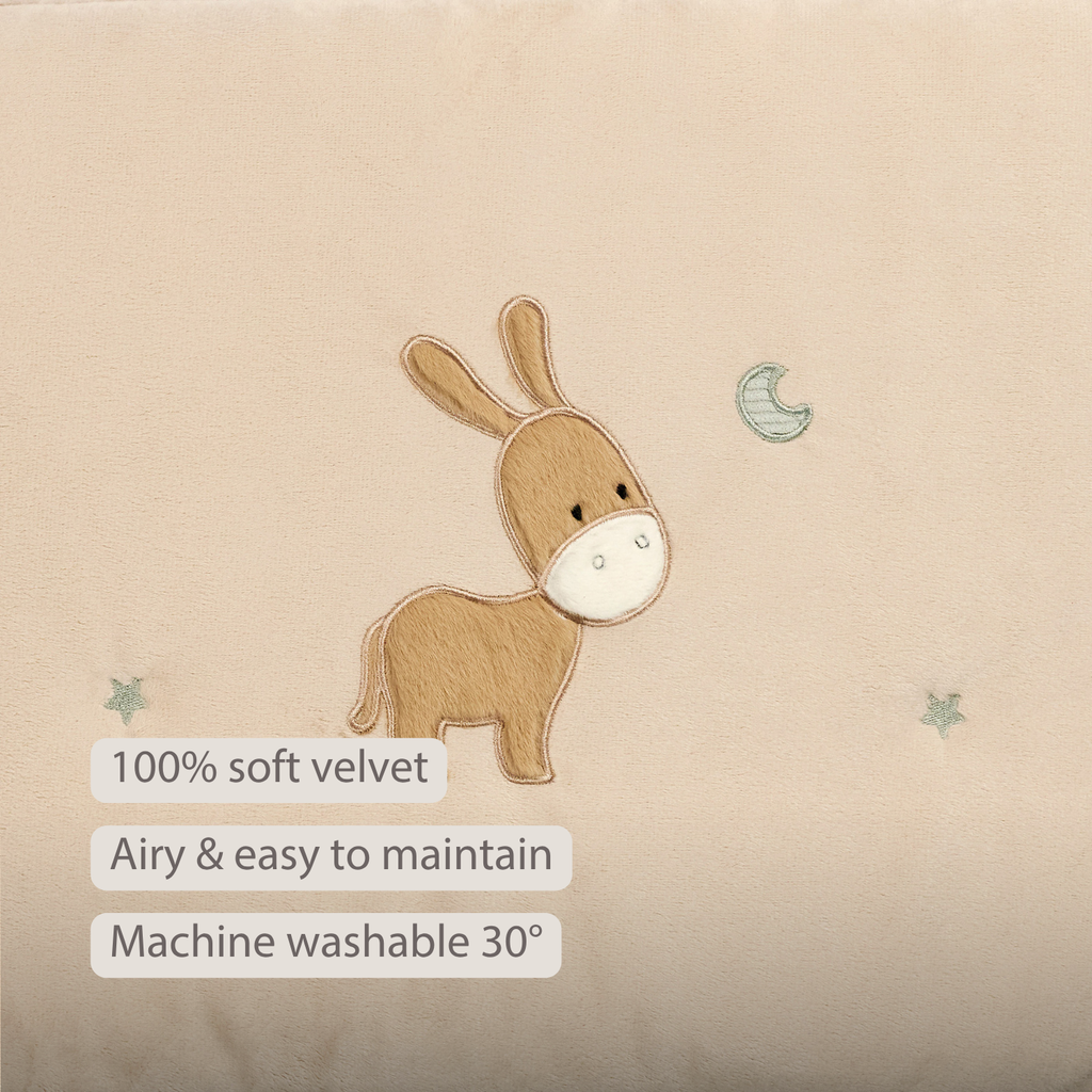 LouLou Bed Bumper Soft Velour - Soft Baby Cot Protection - 180 cm - Sand [EN]