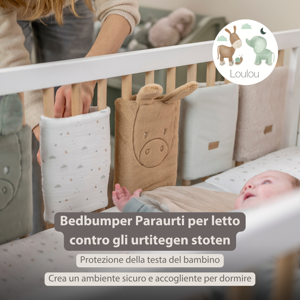 LouLou Bed Protector Set - Baby Crib Rail Protectors - 20 cm - 6 Pieces - Soft Colors [IT]