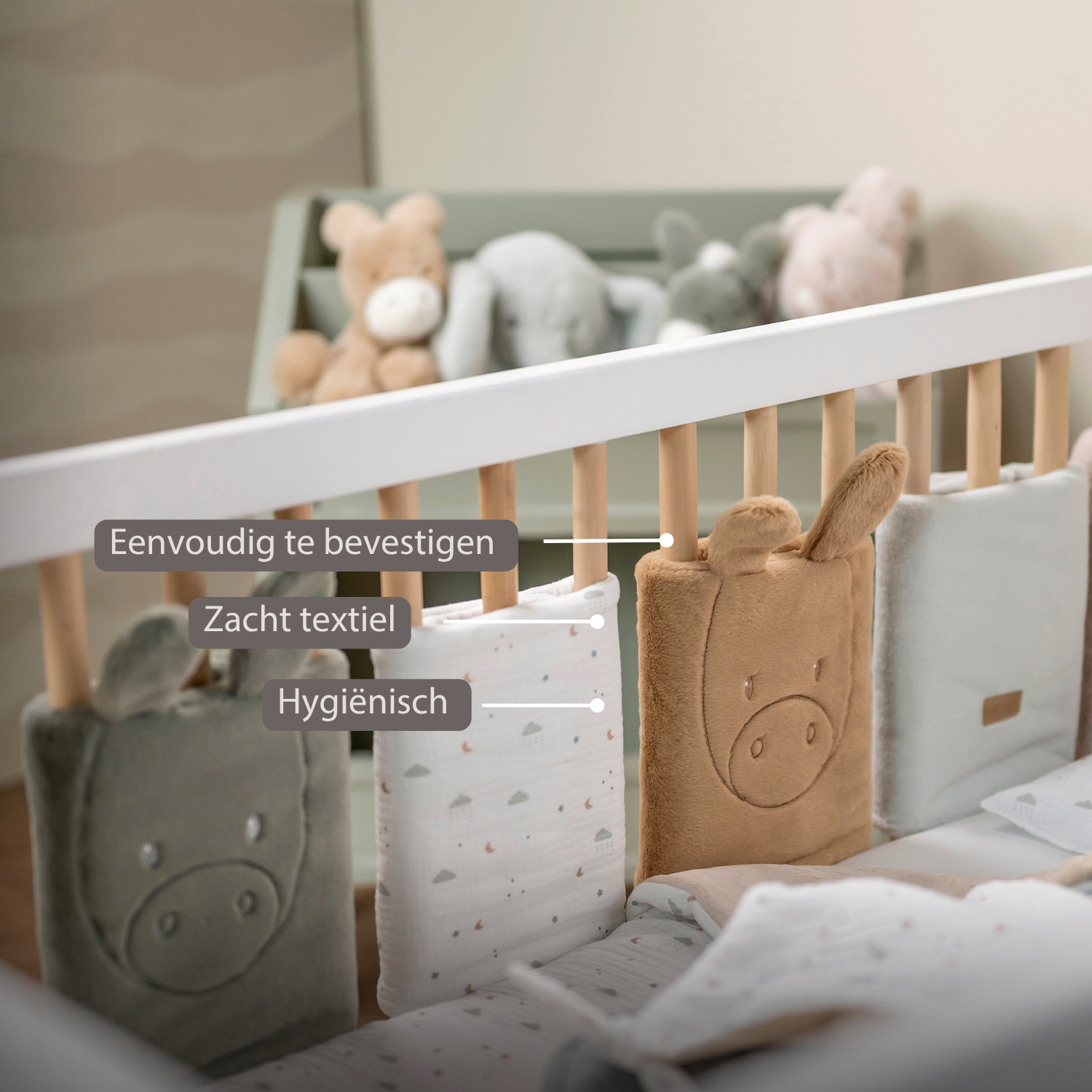 LouLou Bed Protector Set - Baby Crib Rail Protectors - 20 cm - 6 Pieces - Soft Colors [NL]