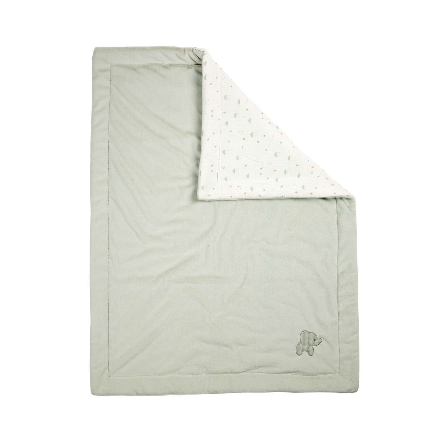 LouLou Baby Blanket Elephant - Soft Blanket for Cot - 75 x 100 cm - Linden Green [FR]