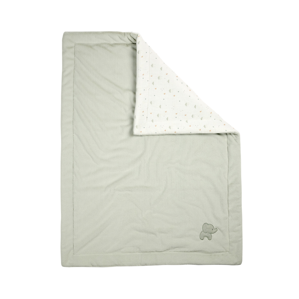 LouLou Baby Blanket Elephant - Soft Blanket for Cot - 75 x 100 cm - Linden Green [IT]