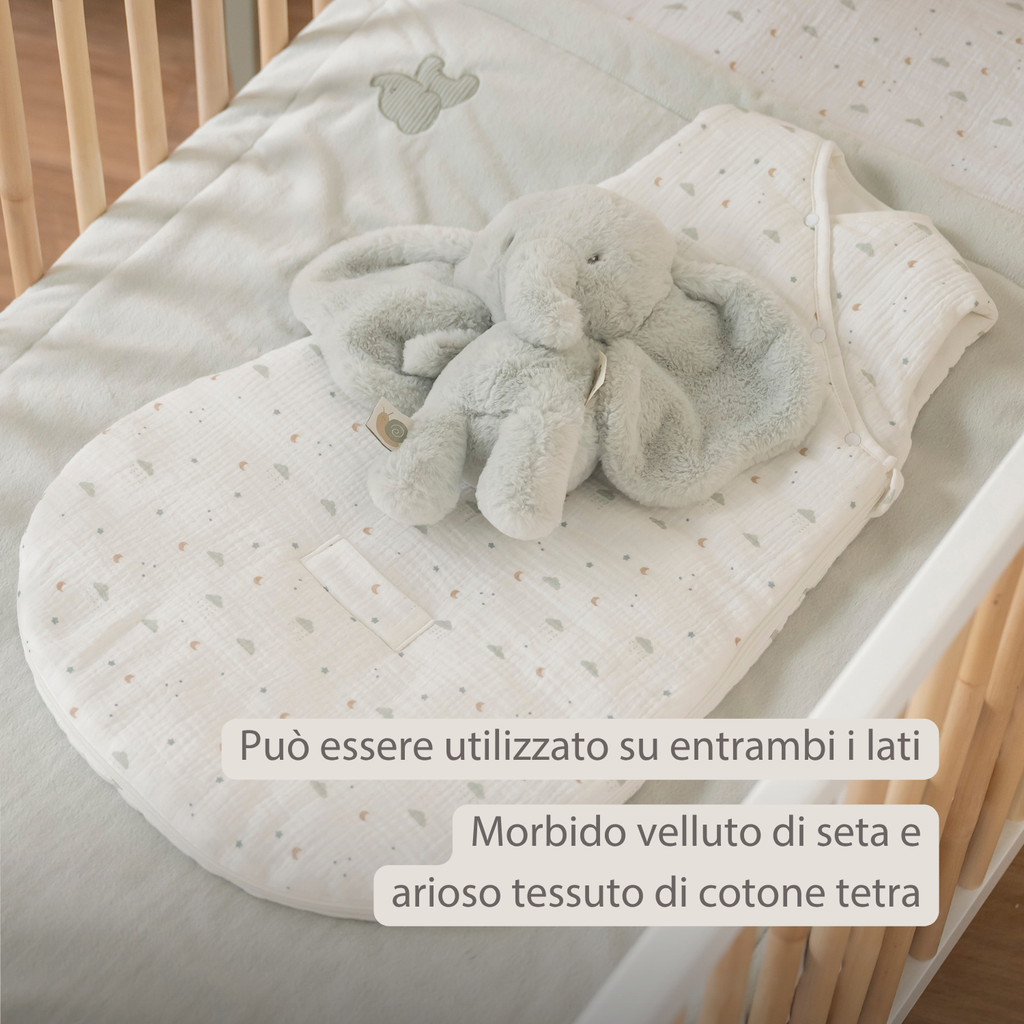 LouLou Baby Blanket Elephant - Soft Blanket for Cot - 75 x 100 cm - Linden Green [IT]