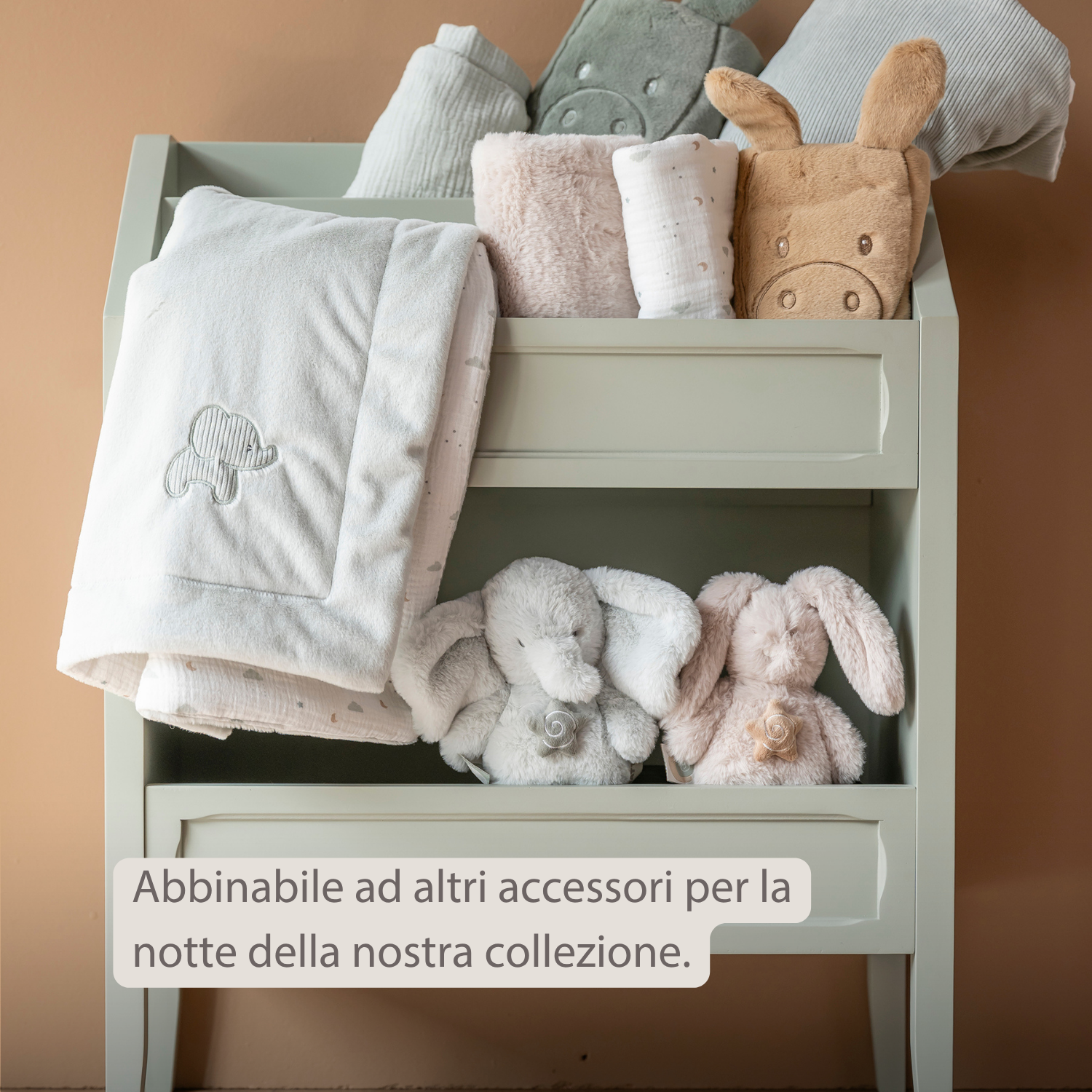 LouLou Baby Blanket Elephant - Soft Blanket for Cot - 75 x 100 cm - Linden Green [IT]