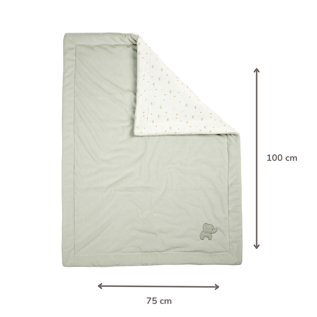 LouLou Baby Blanket Elephant - Soft Blanket for Cot - 75 x 100 cm - Linden Green [NL]
