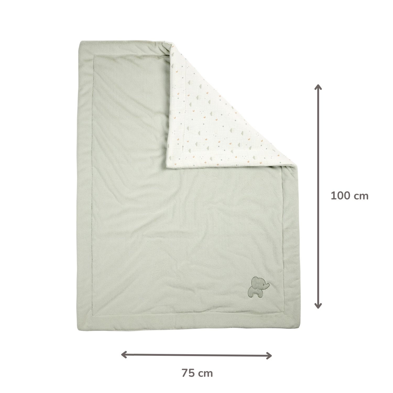 LouLou Baby Blanket Elephant - Soft Blanket for Cot - 75 x 100 cm - Linden Green [NL]