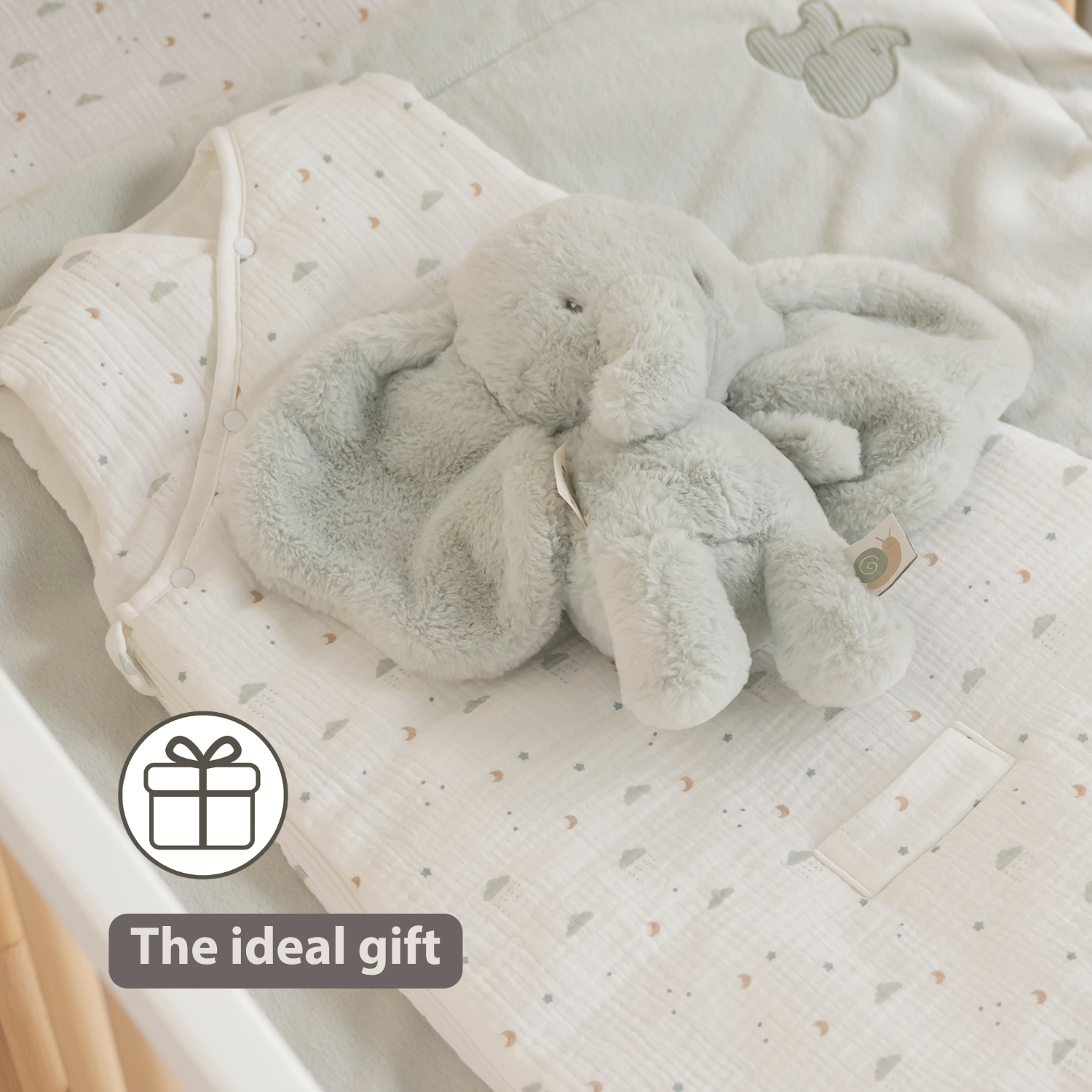 LouLou Baby Blanket Elephant - Soft Blanket for Cot - 75 x 100 cm - Linden Green [NL]