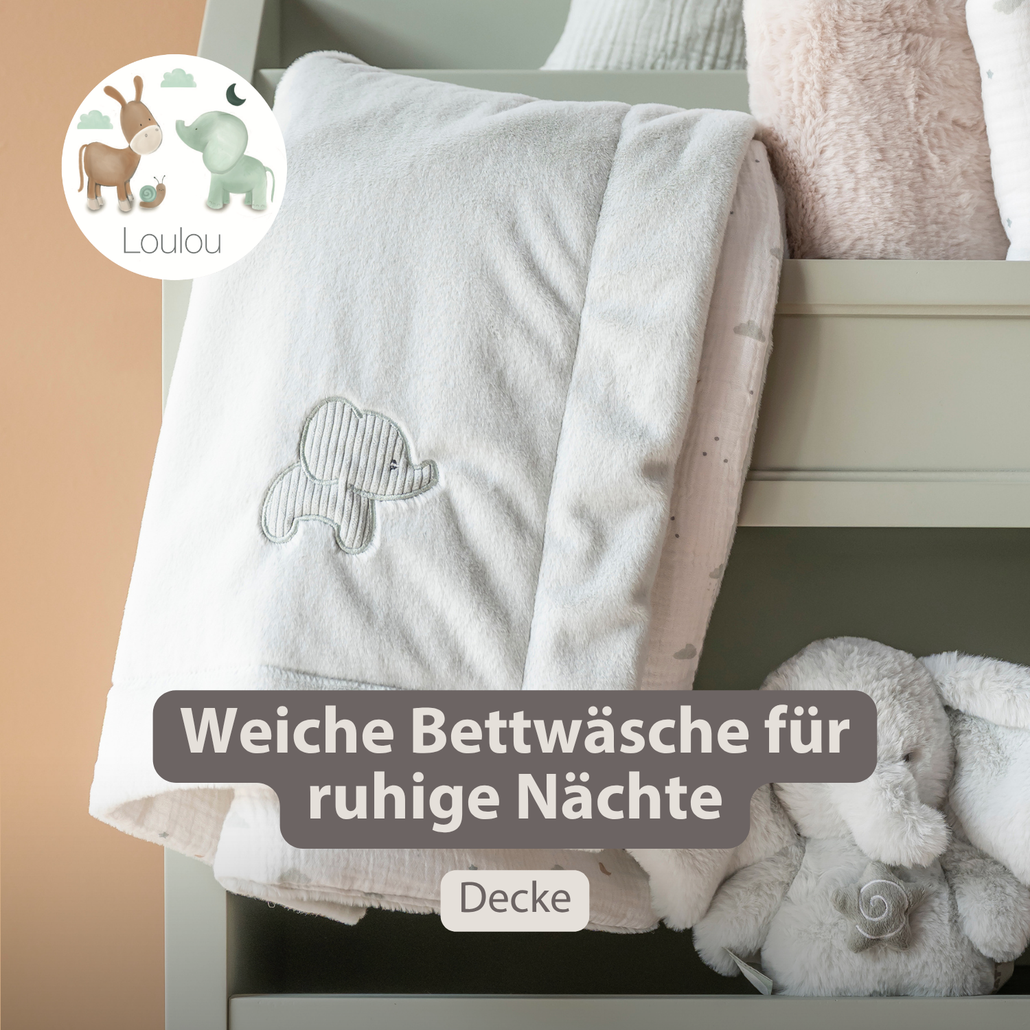 LouLou Baby Blanket Rabbit - Soft Blanket for Cot - 100 x 135 cm - Sand [DE]