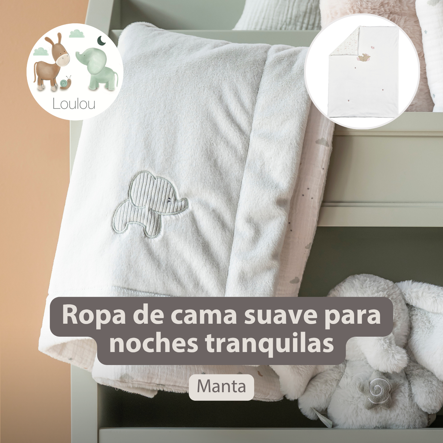 LouLou Baby Blanket Rabbit - Soft Blanket for Cot - 100 x 135 cm - Sand [ES]
