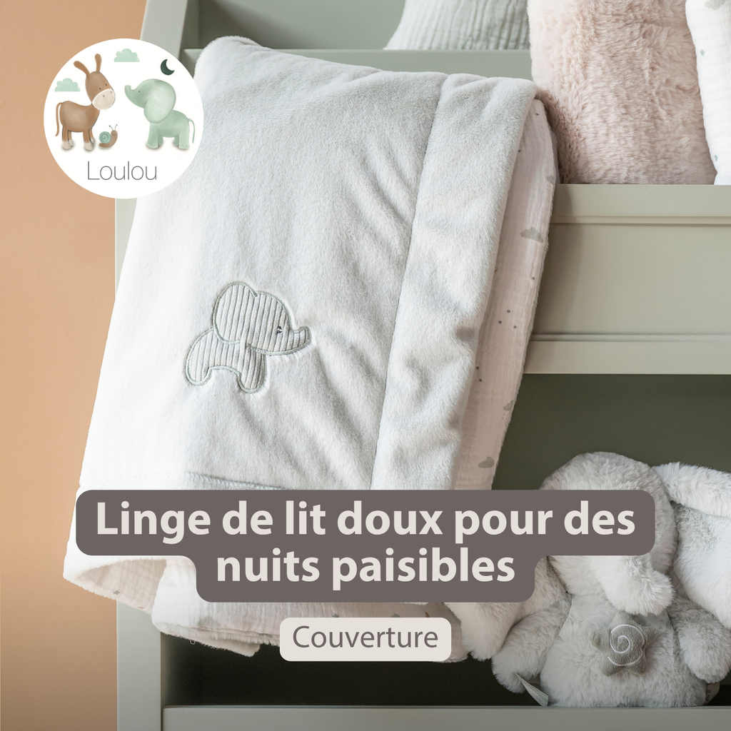 LouLou Baby Blanket Rabbit - Soft Blanket for Cot - 100 x 135 cm - Sand [FR]