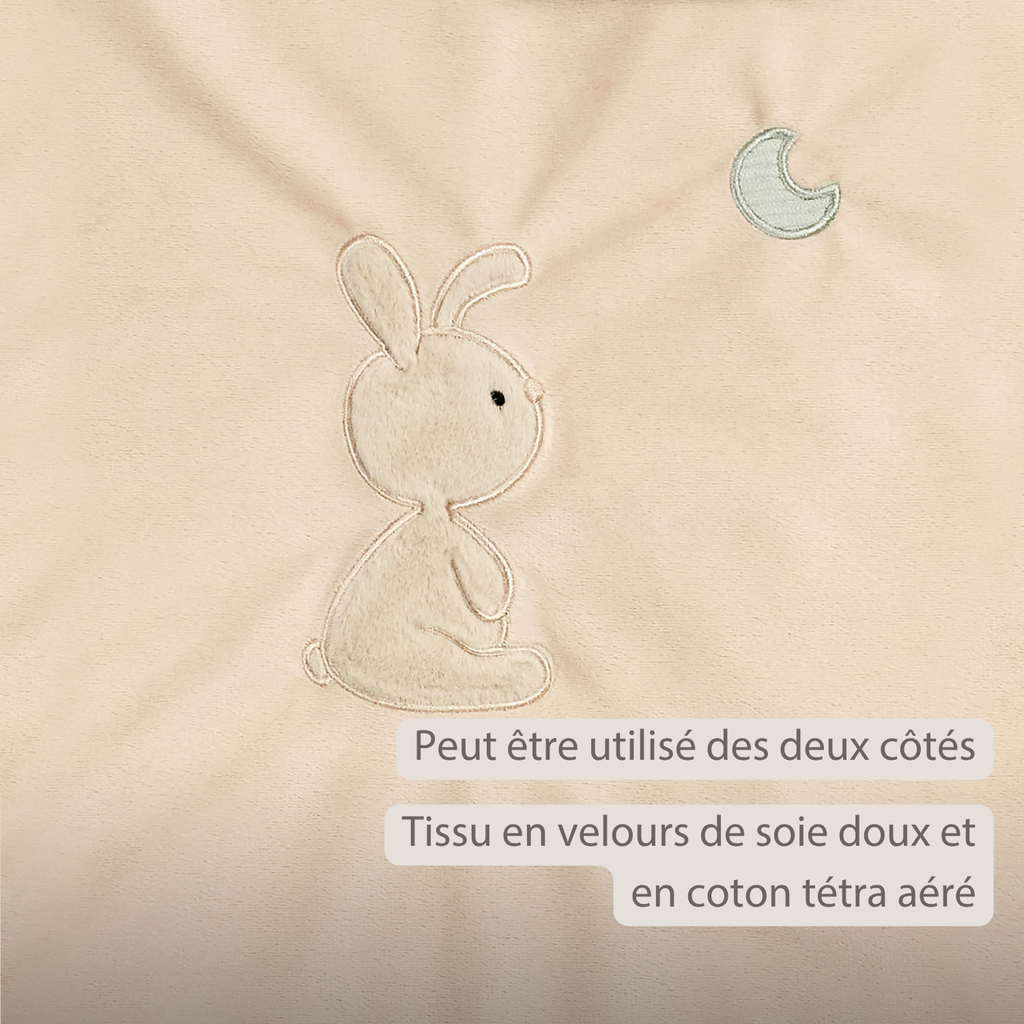LouLou Baby Blanket Rabbit - Soft Blanket for Cot - 100 x 135 cm - Sand [FR]