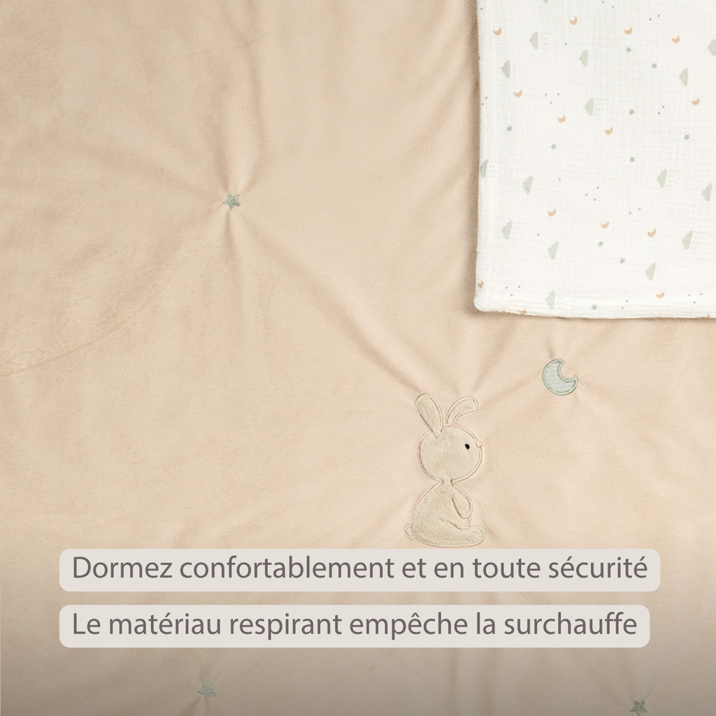 LouLou Baby Blanket Rabbit - Soft Blanket for Cot - 100 x 135 cm - Sand [FR]