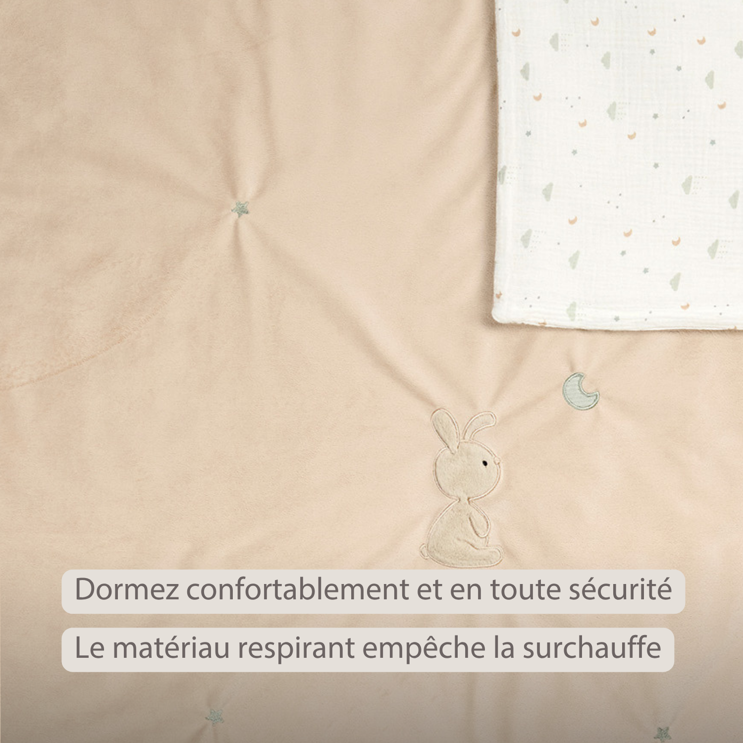 LouLou Baby Blanket Rabbit - Soft Blanket for Cot - 100 x 135 cm - Sand [FR]
