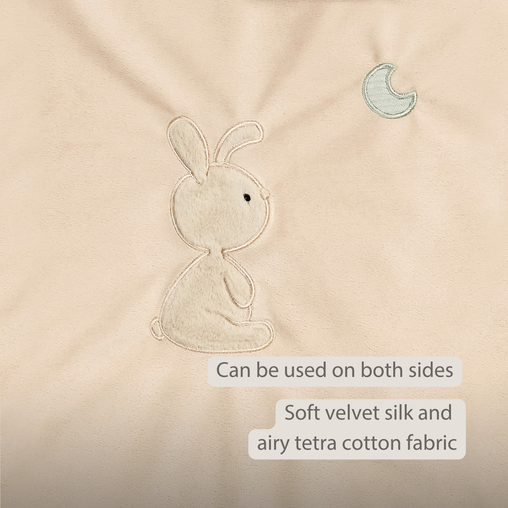 LouLou Baby Blanket Rabbit - Soft Blanket for Cot - 100 x 135 cm - Sand [EN]